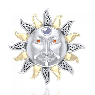 The Mid Winter Sun Silver with 14k Gold Accent Pendant MPD1269 - Jewelry